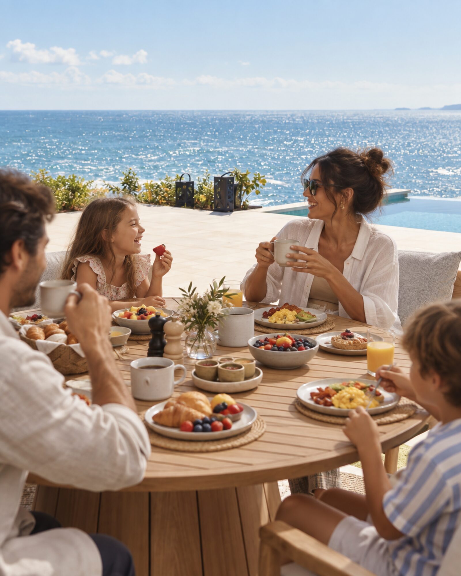 Family breakfast oceanfront in Punta Mita