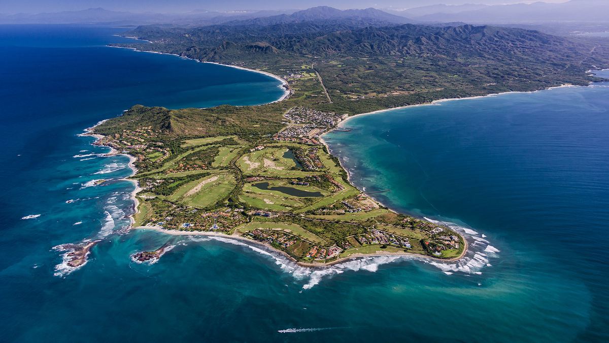 Aerial view of the Punta Mita peninsula on the Mexican Pacific